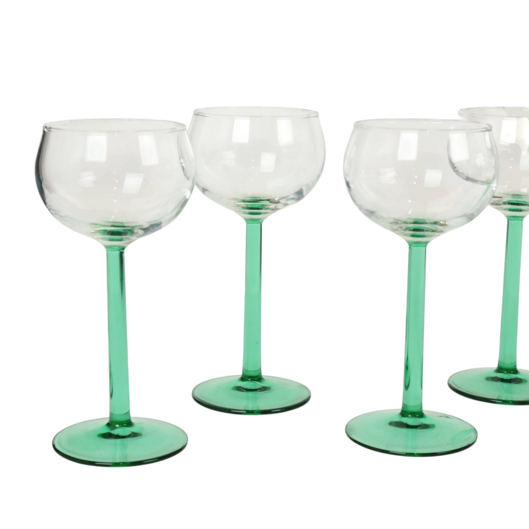 Set of 6 Vintage Luminarc Alsace Wine Glasses Narrow Green Base
