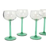 Set of 6 Vintage Luminarc Alsace Wine Glasses Narrow Green Base