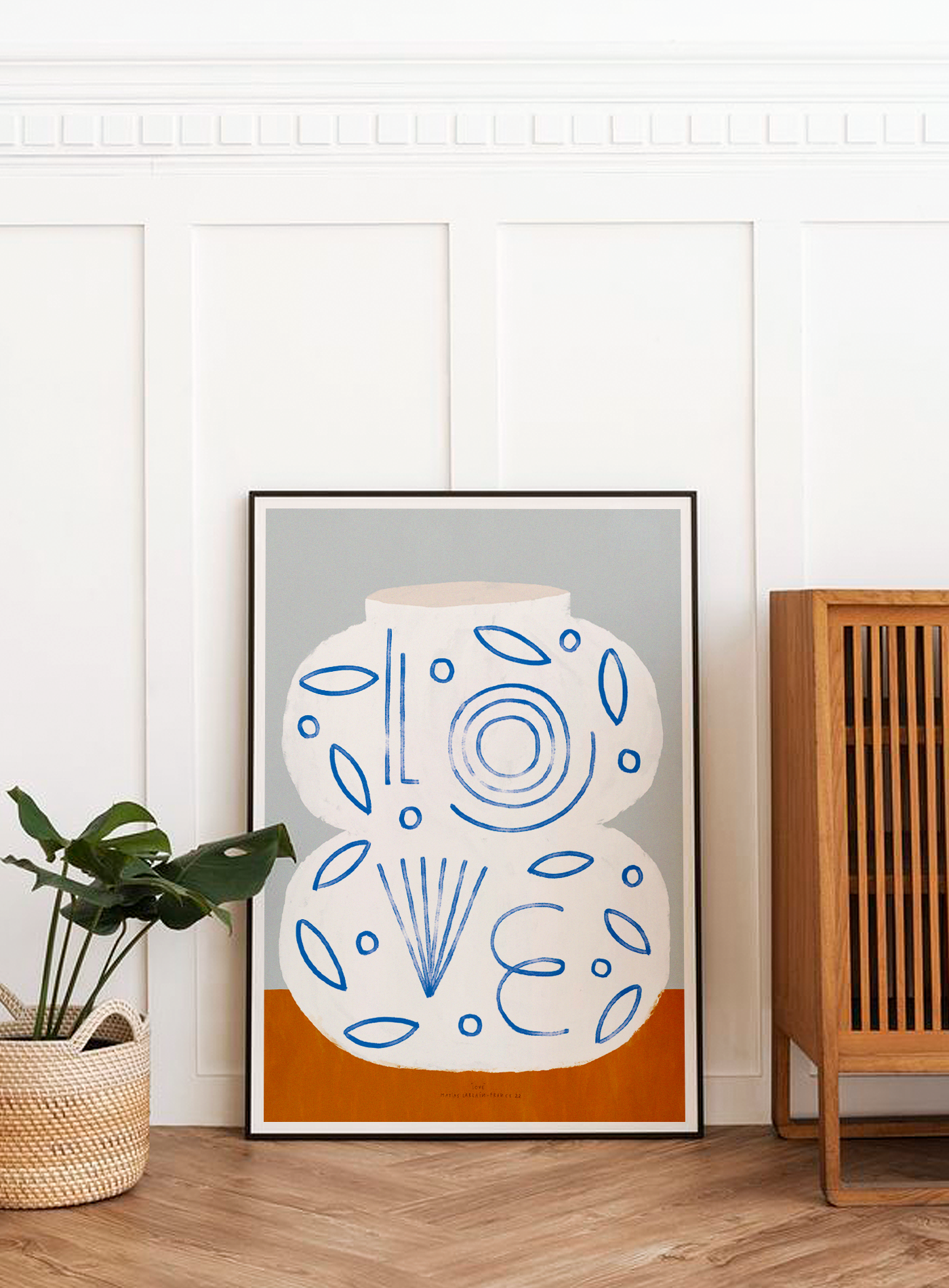 Pop-up Christmas 22 - Wall poster white vase with the word love 50cm*70cm