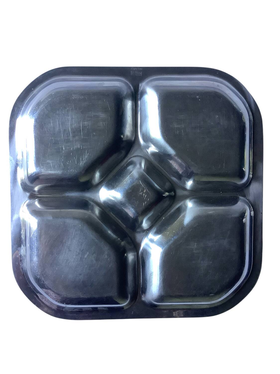 Guy Degrenne compartmentalized dish – stainless steel from the 70s