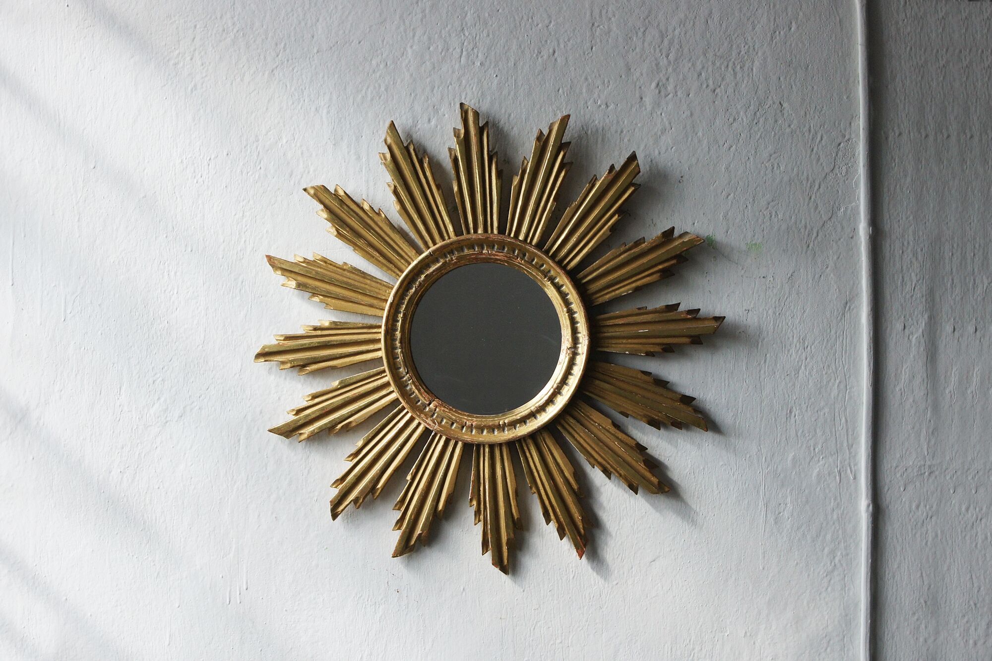 Mid-century sun mirror in wood
