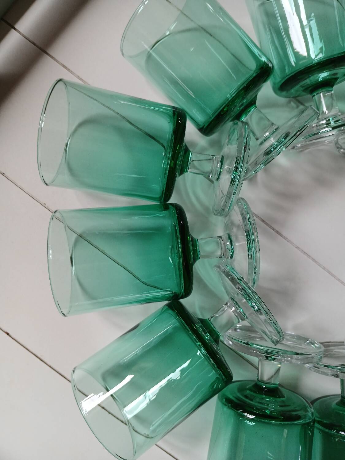 12 vintage stemmed glasses