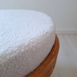 Rattan and terry fabric pouf