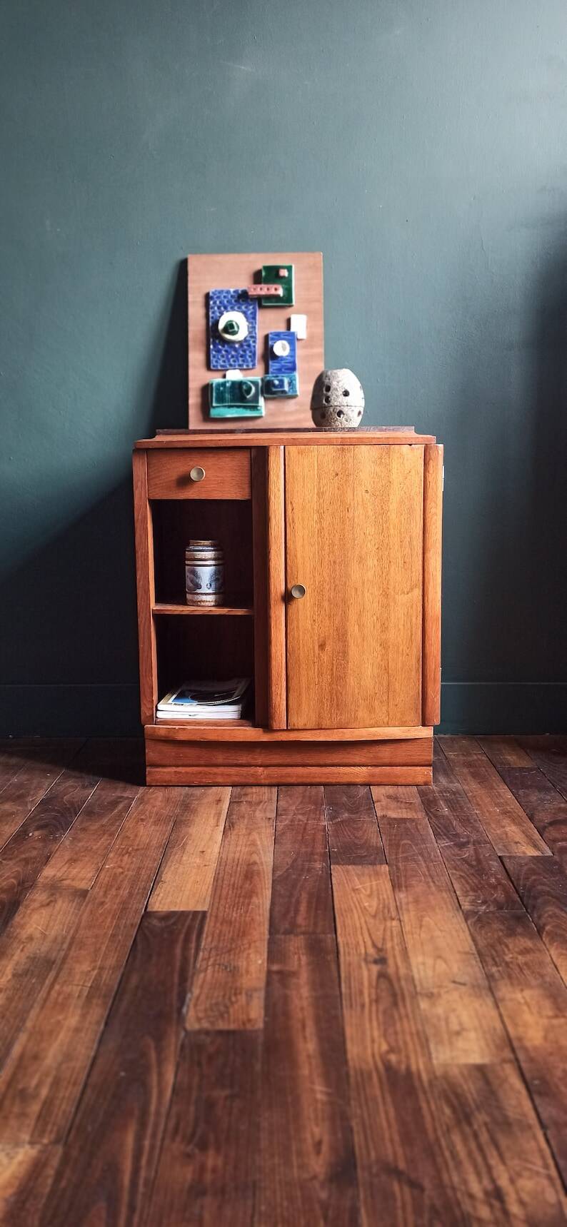 Vintage solid wood bedside table/wooden storage unit