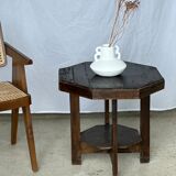 Pedestal table or small octagonal side table quadripod base with modernist spacer