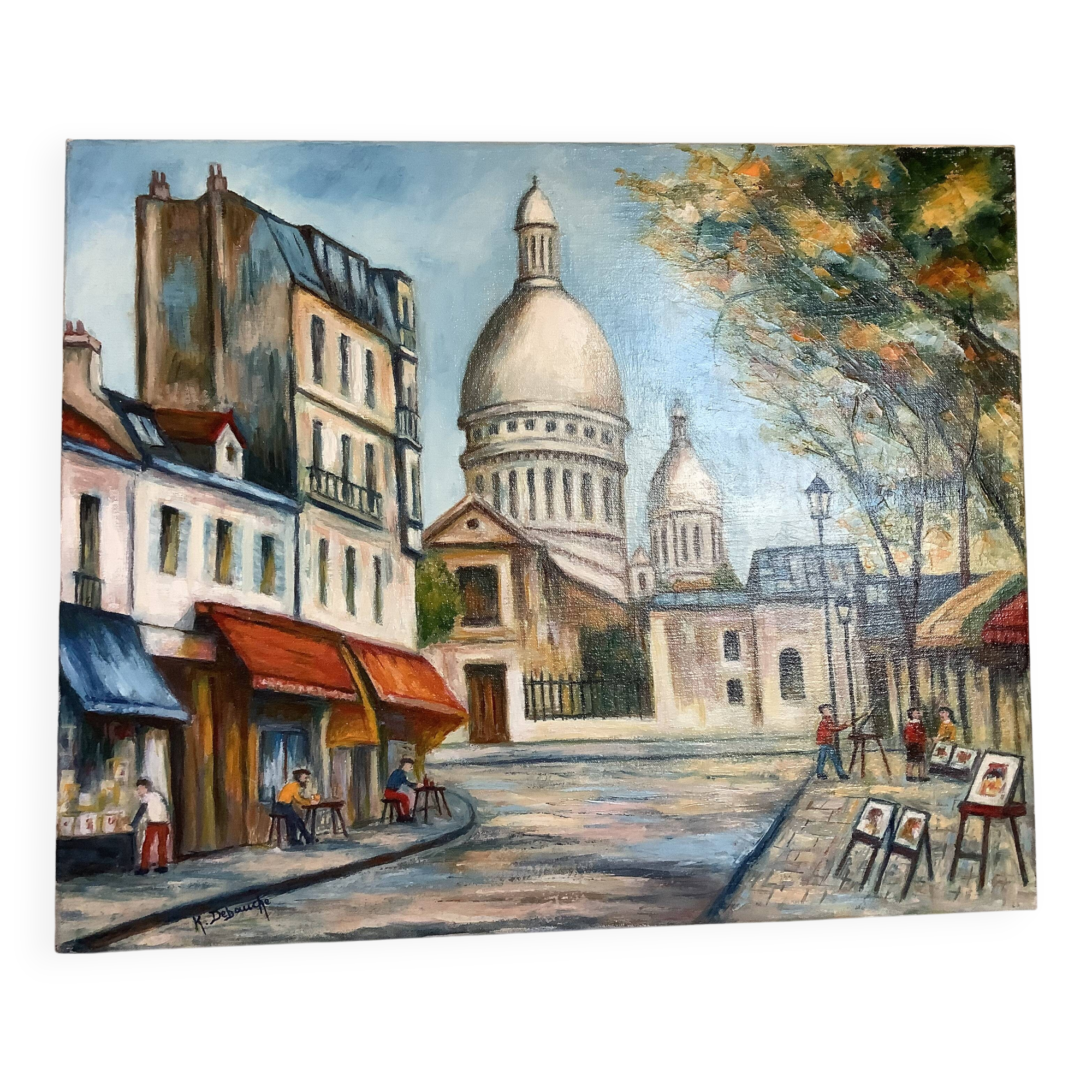 Painting view of Paris oil on canvas signed