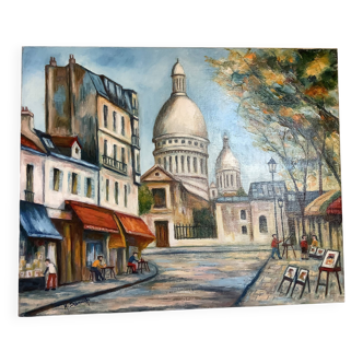 Painting view of Paris oil on canvas signed