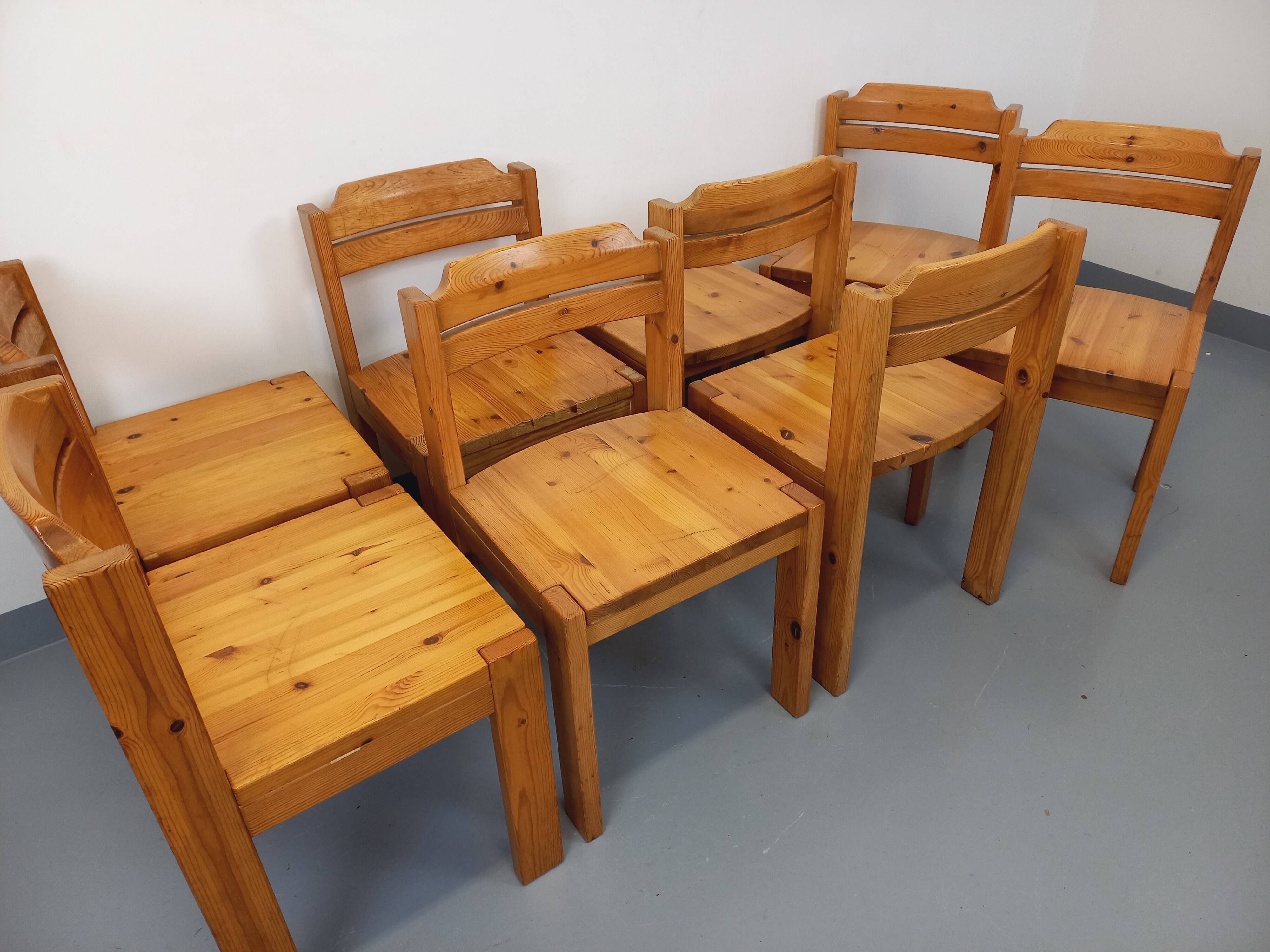 Set of 8 vintage Scandinavian chairs by Ilmari Tapiovaara for Asko in pine