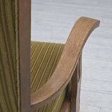 1970s, Scandinavian armchair, cotton/wool fabric, solid oak wood.