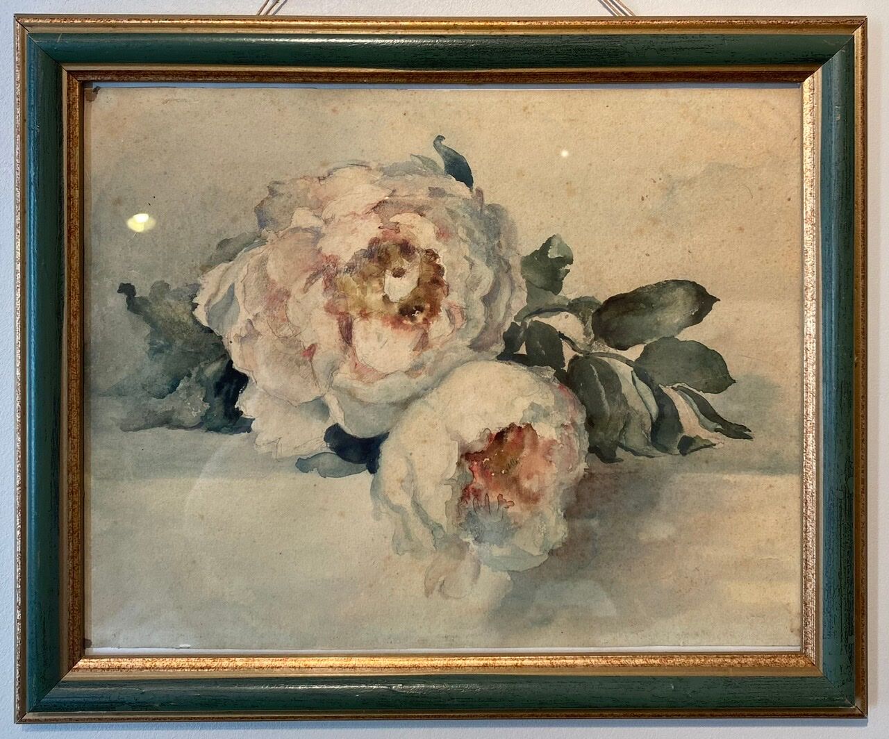 Tableau ancien, nature morte aux roses, XX siècle