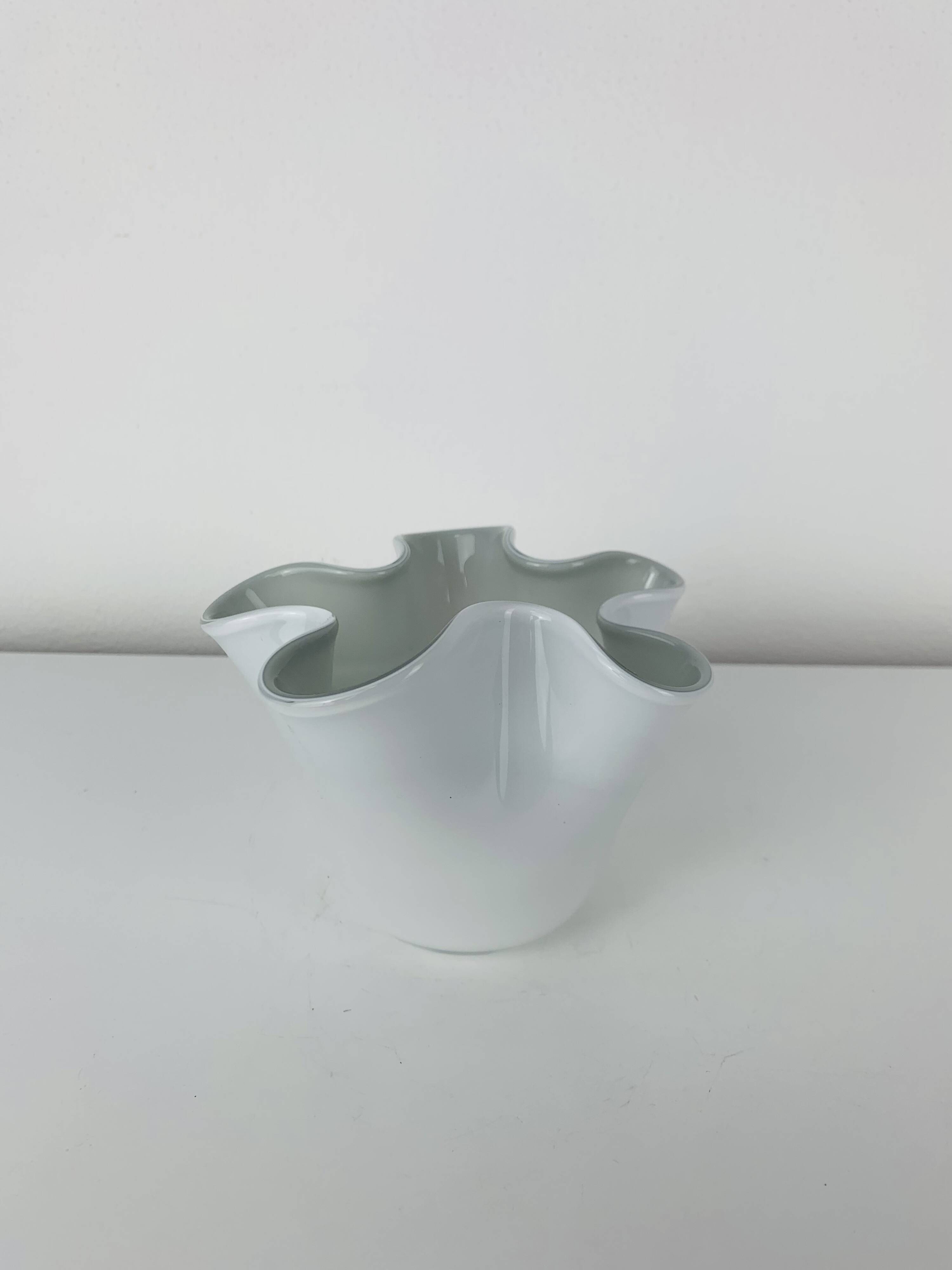 Vintage white glass handkerchief vase