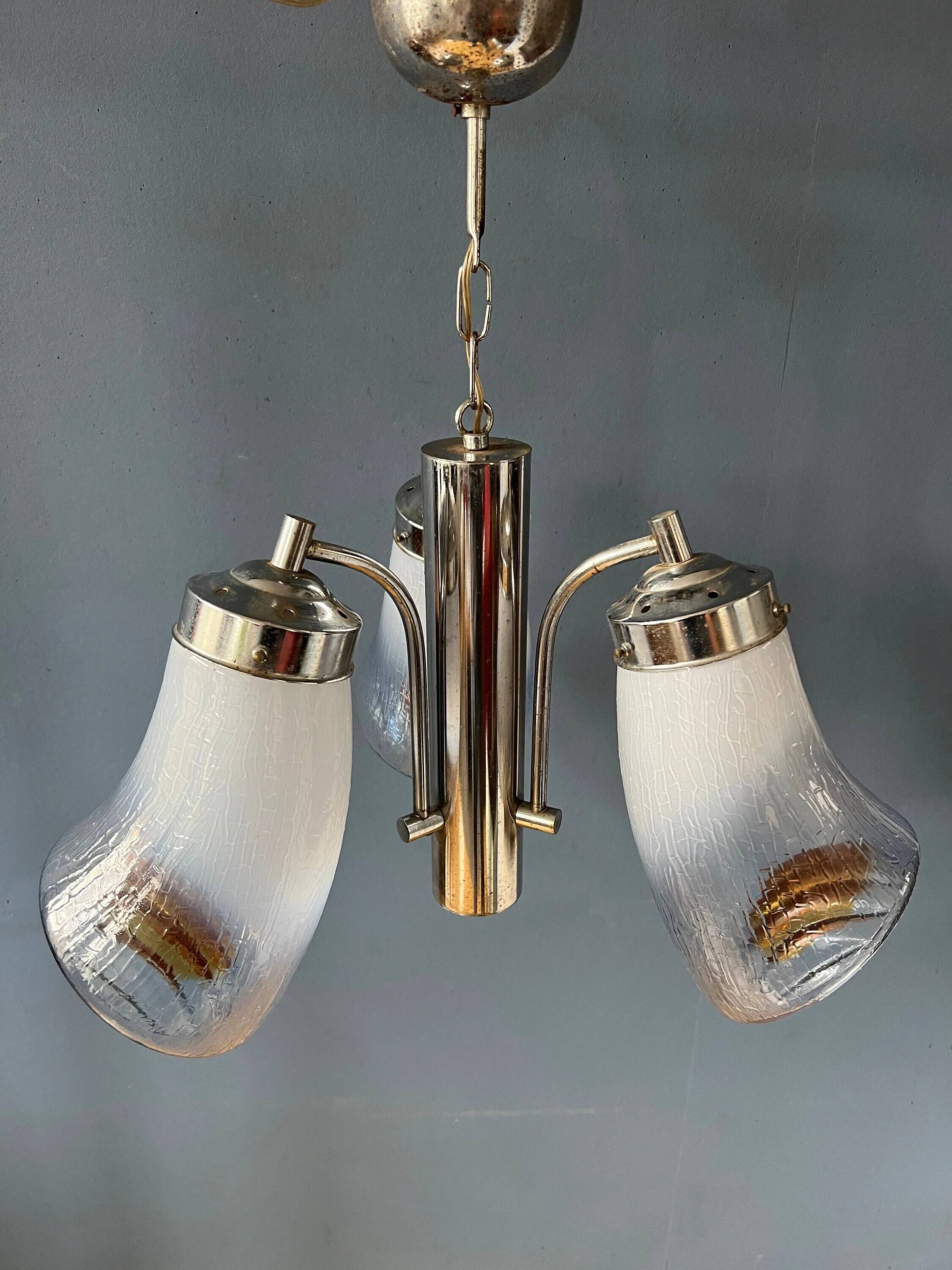 70s Mid Century Murano glass chandelier in Mazzega style.