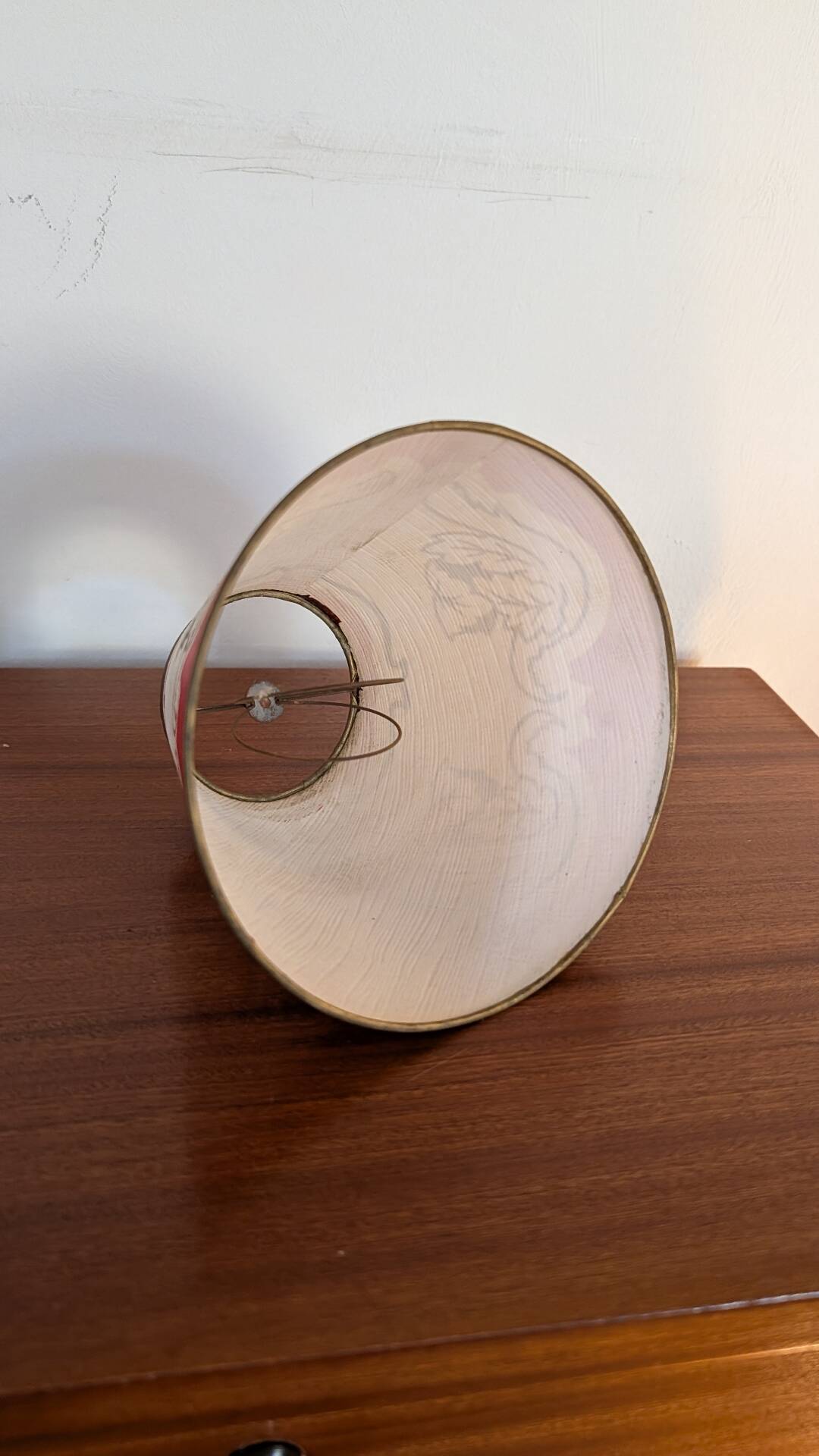 Red and gold conical lampshade