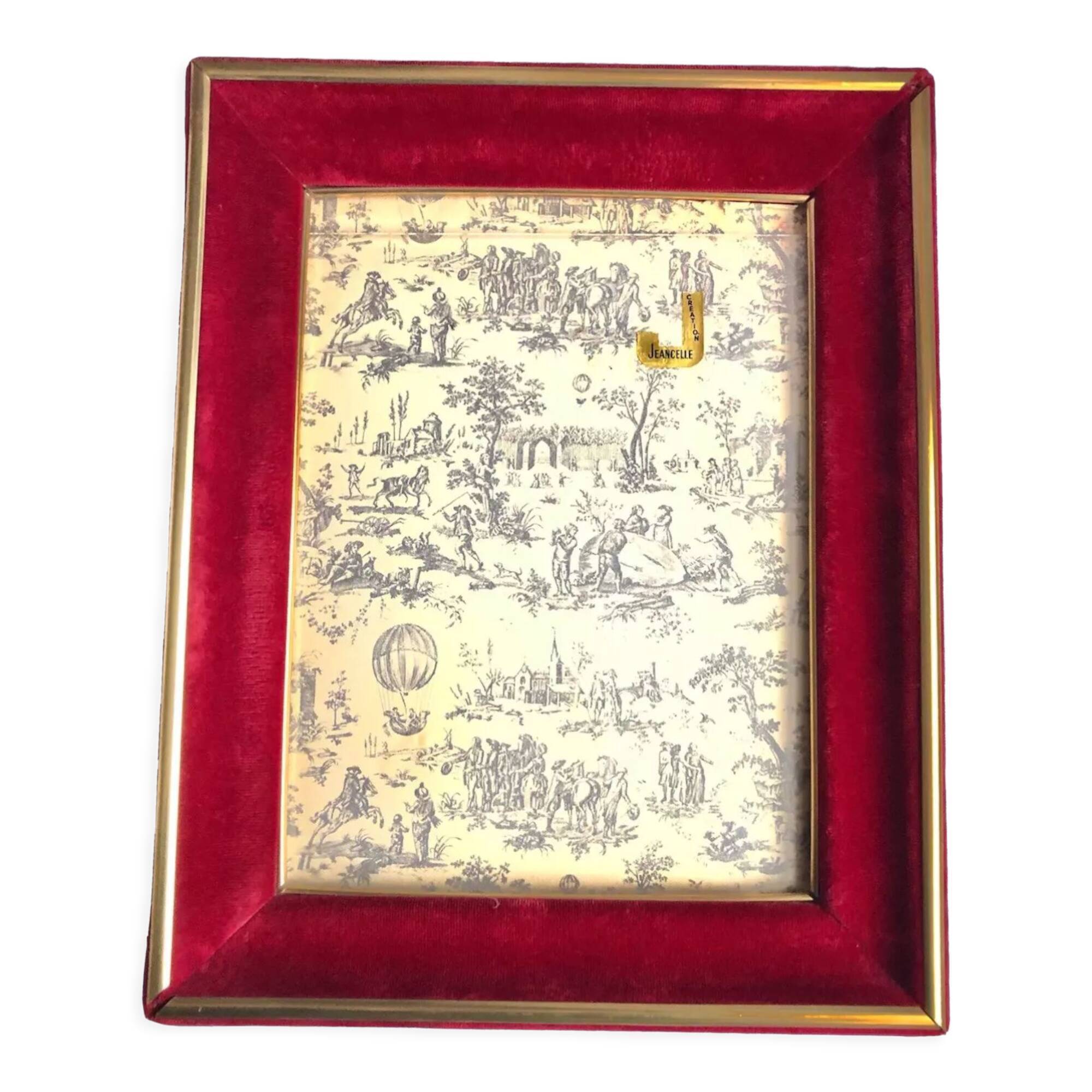 Photo frame in red velvet Bordeaux CREATION JEANCELLE - Vintage 50s
