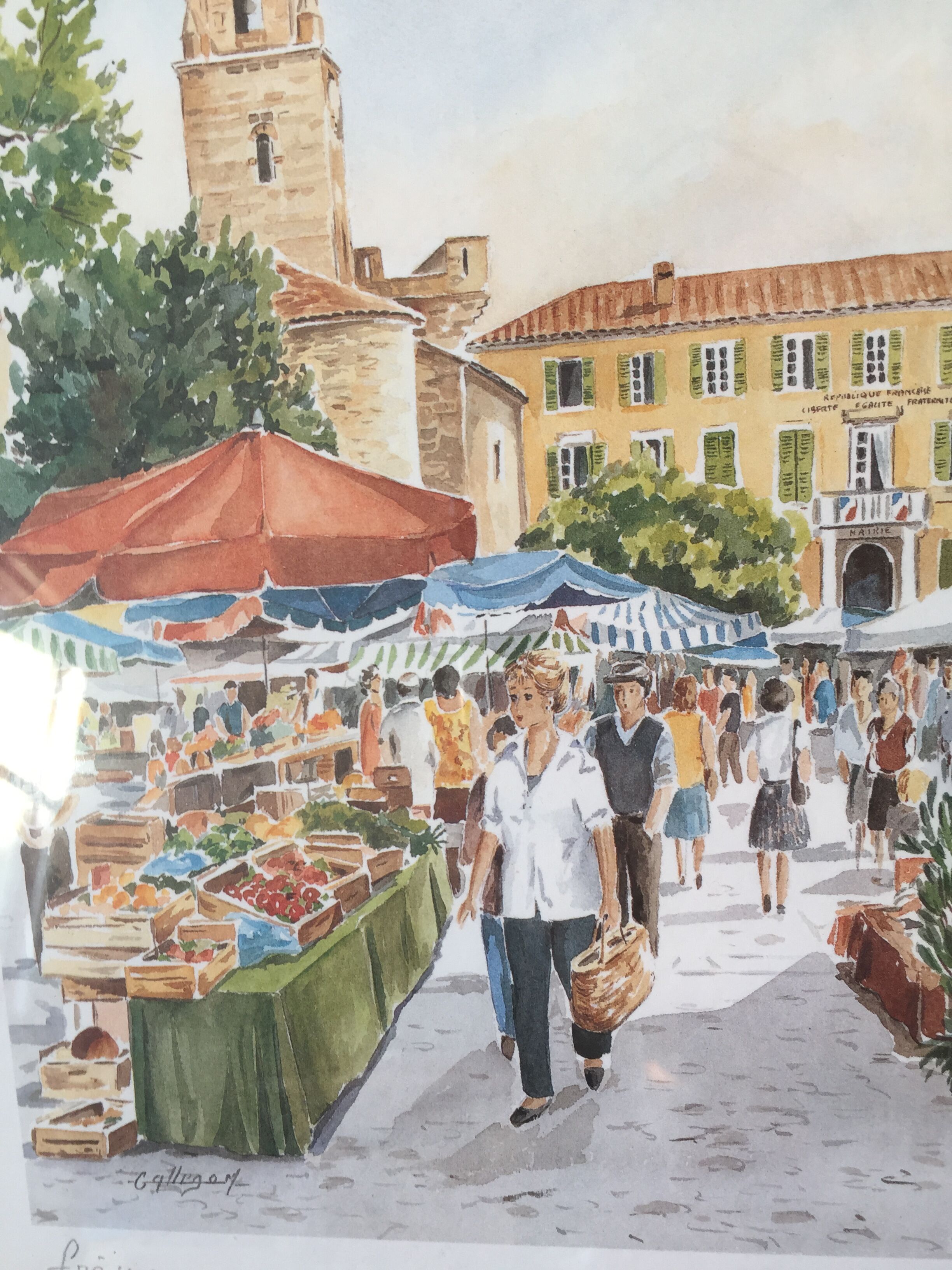 Framed watercolor by Michèle Gallego - Fréjus