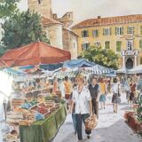 Framed watercolor by Michèle Gallego - Fréjus