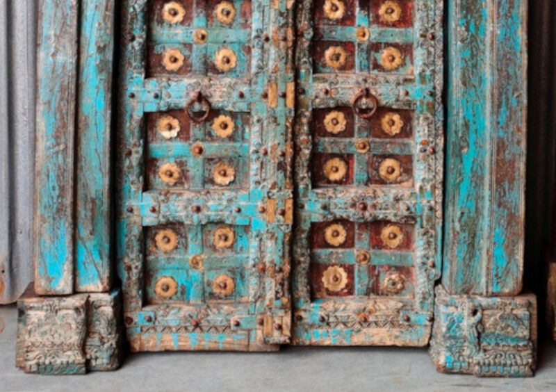 Indian door in old teak