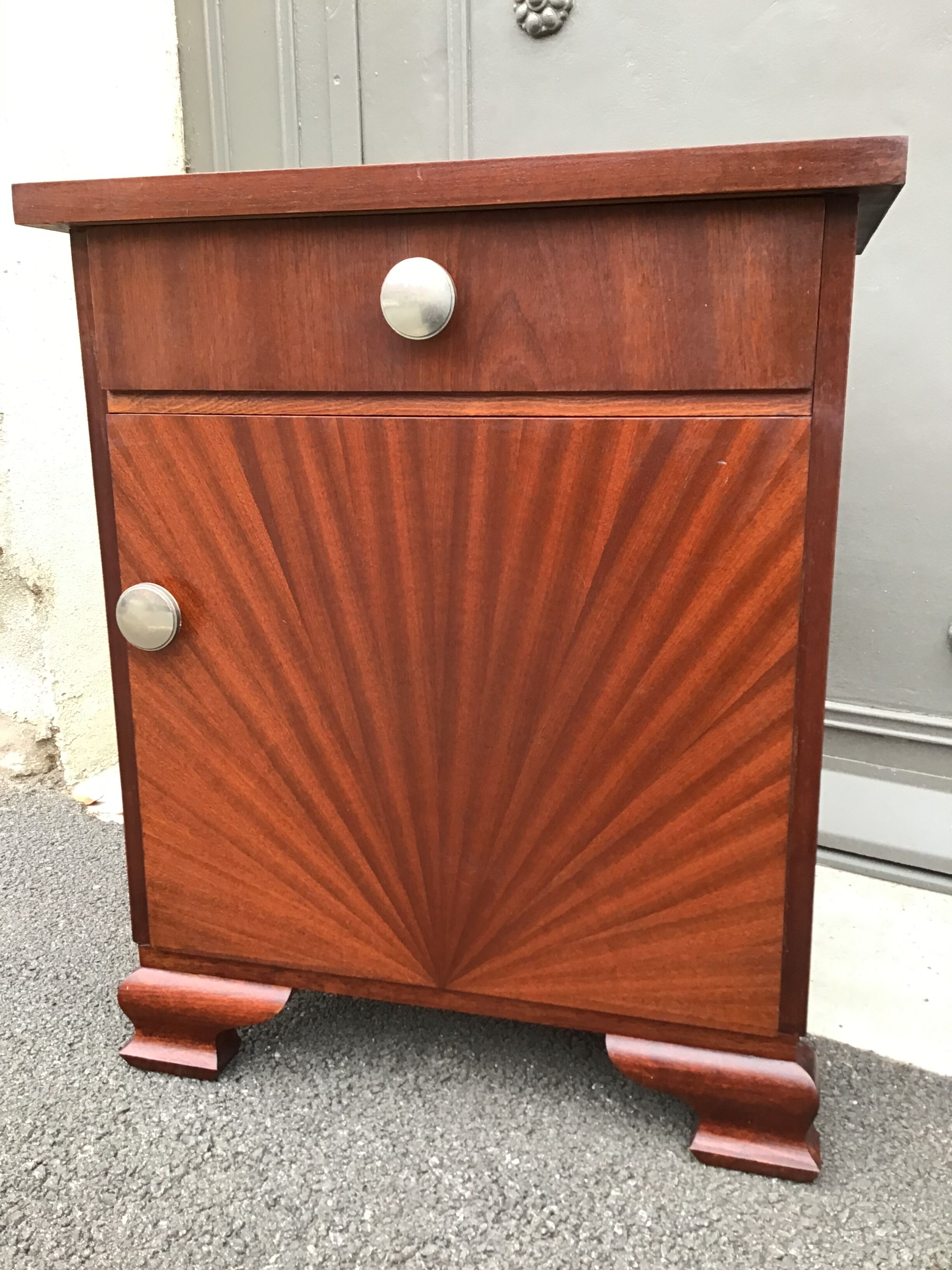 Paire de chevets art deco vintage 1940 acajou