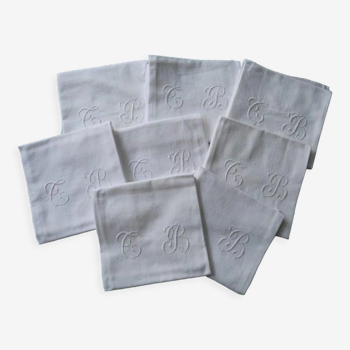 Set of 8 embroidered napkins, monogram TB