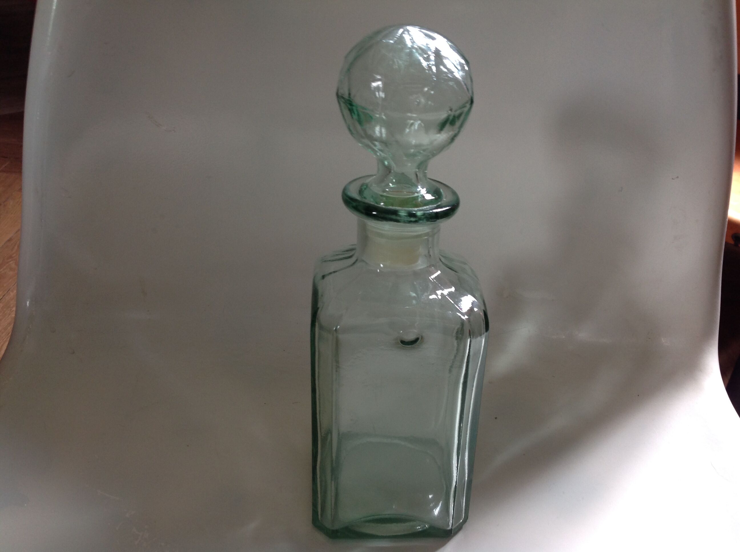 Green glass carafe