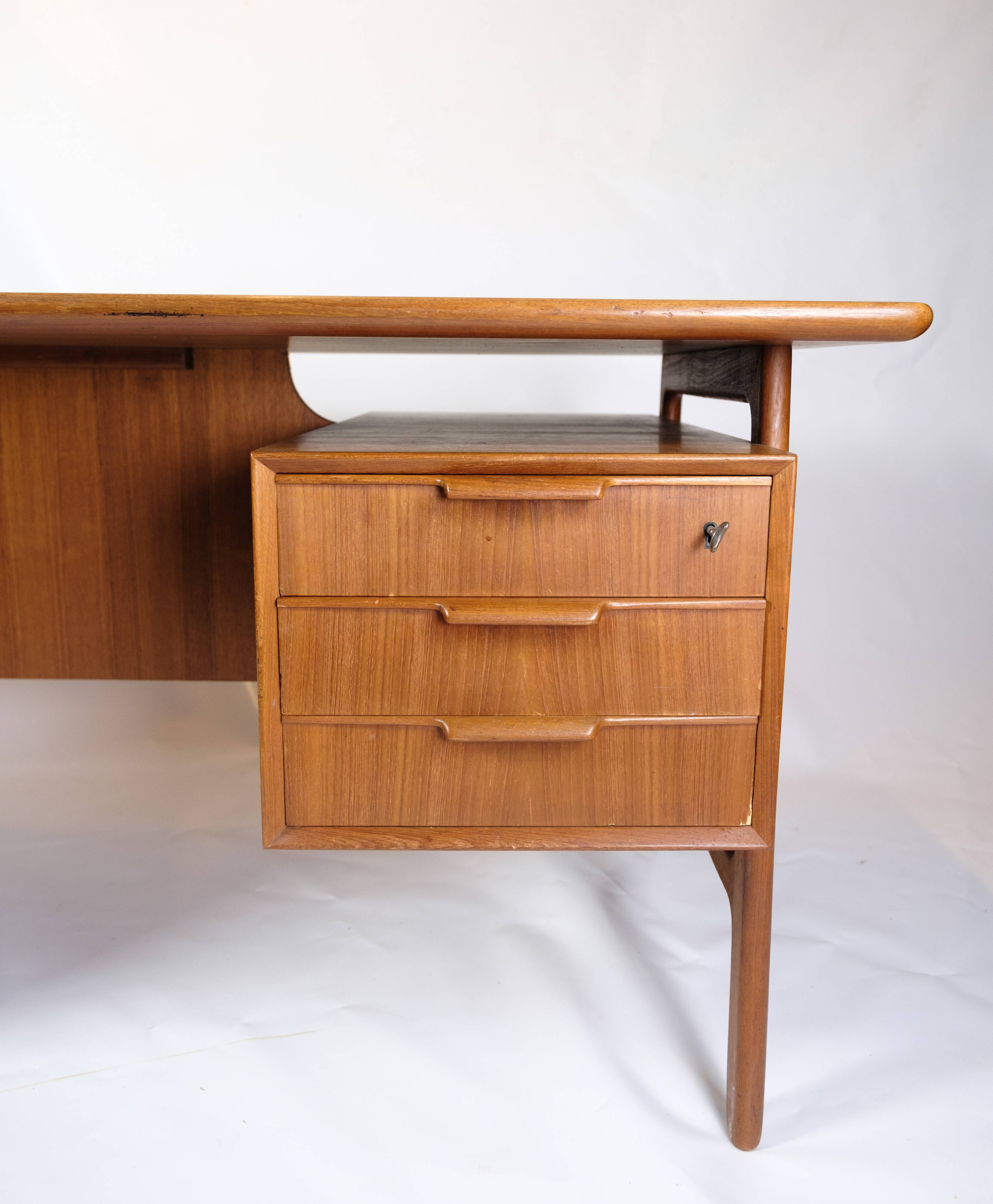 Desk Model 75 Made In Teak By Omann Junior Møbelfabrik From 1960s