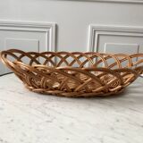 large oval rattan basket vintage 60s-70s
