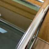 Large vintage rolling trolley in chrome and smoked glass - 1970