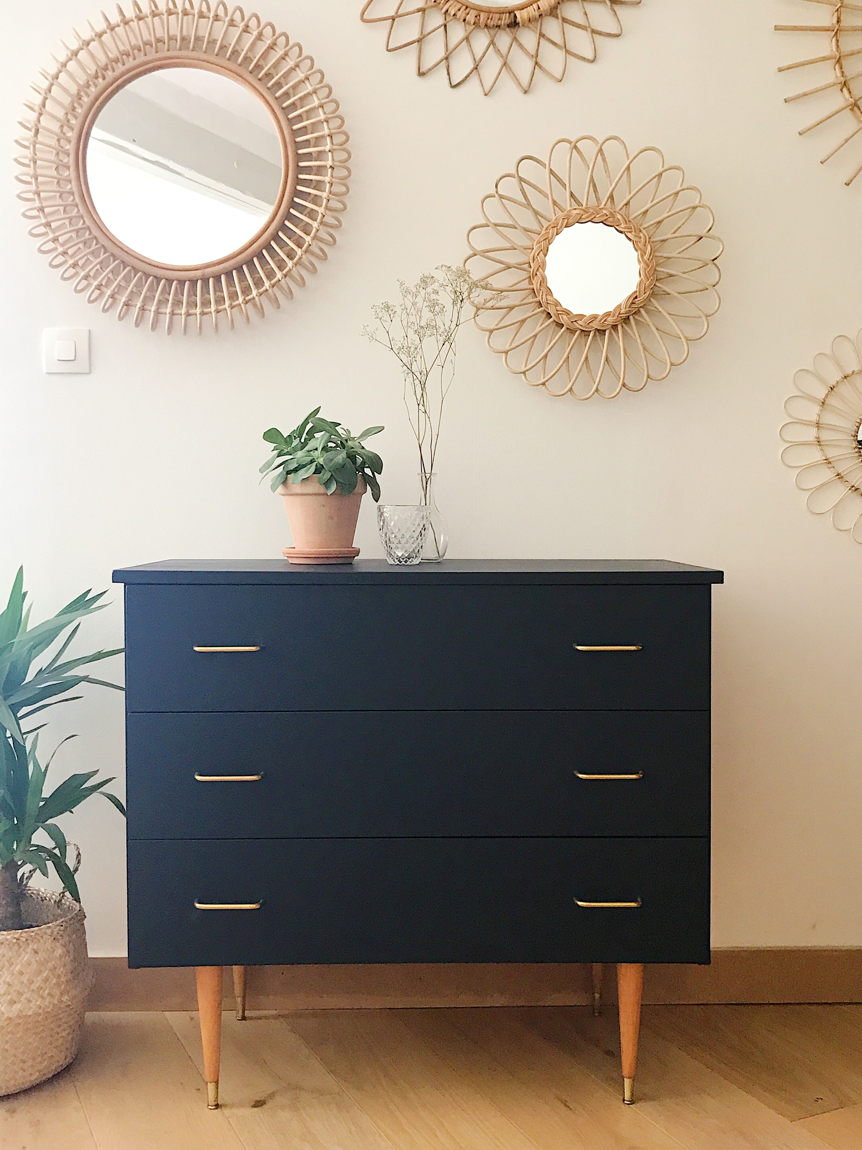 Dark blue vintage chest of drawers