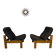 Lot of 2 adjustable wooden fabric chairs, Scandinavian design, vintage 1970s.