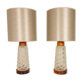 Lampes de table Midcentury Orrefors teck et verre Suède