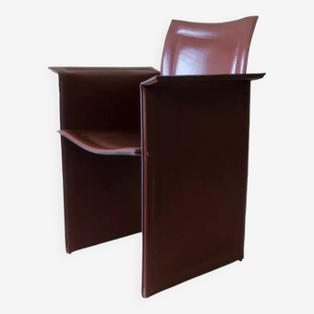 Italian leather and iron armchair, 1970s