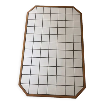 Vintage table 80/90 wood white tiles