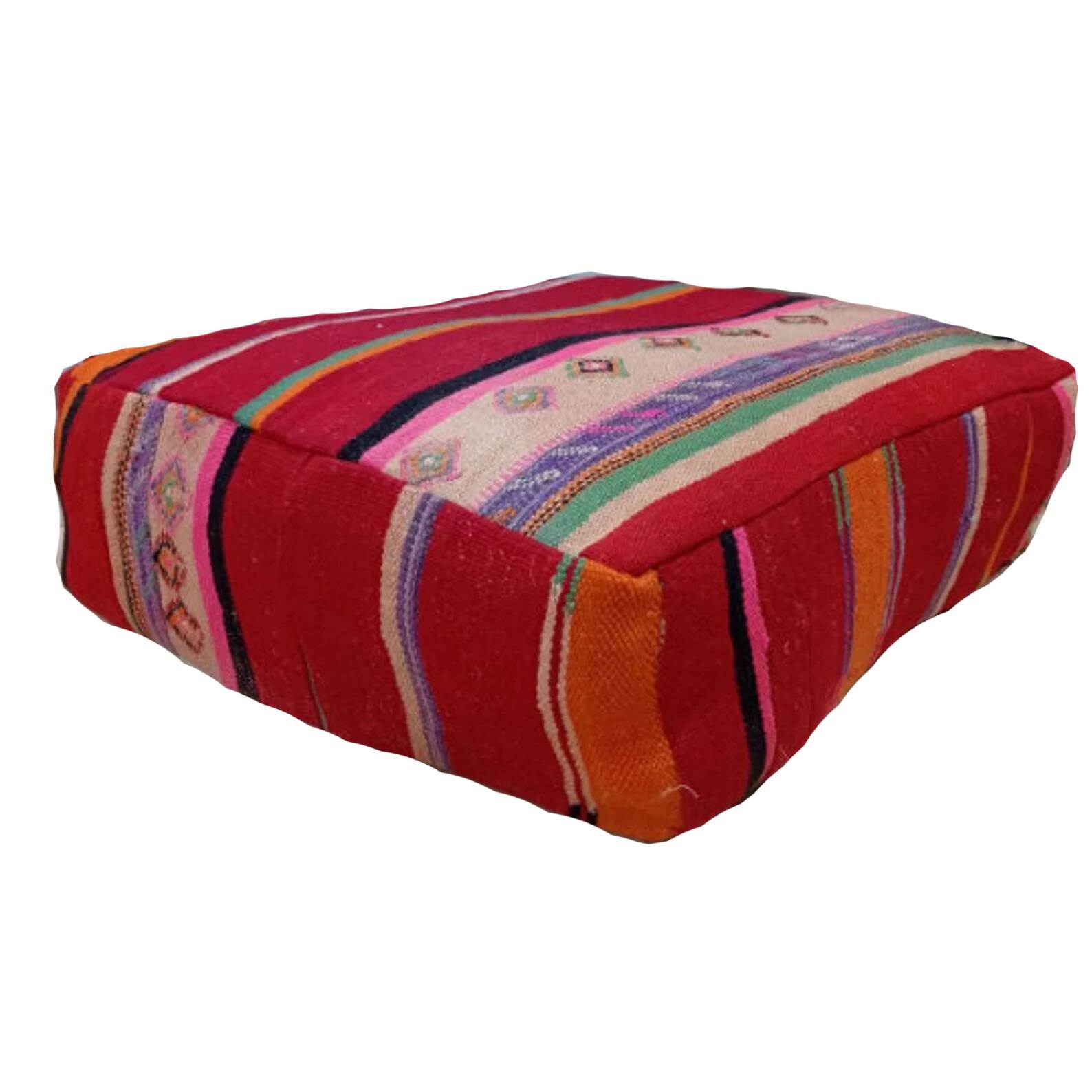 Handmade Berber pouf in wool 60 X 60 X 20 CM