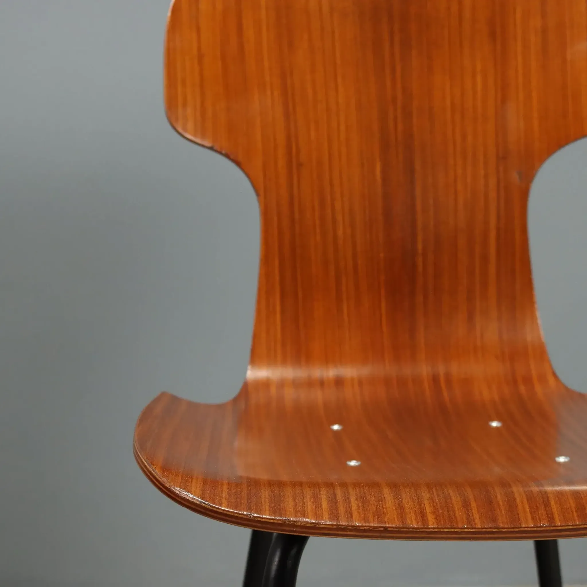 Vintage plywood and metal chairs, Italian design, 1960s.
