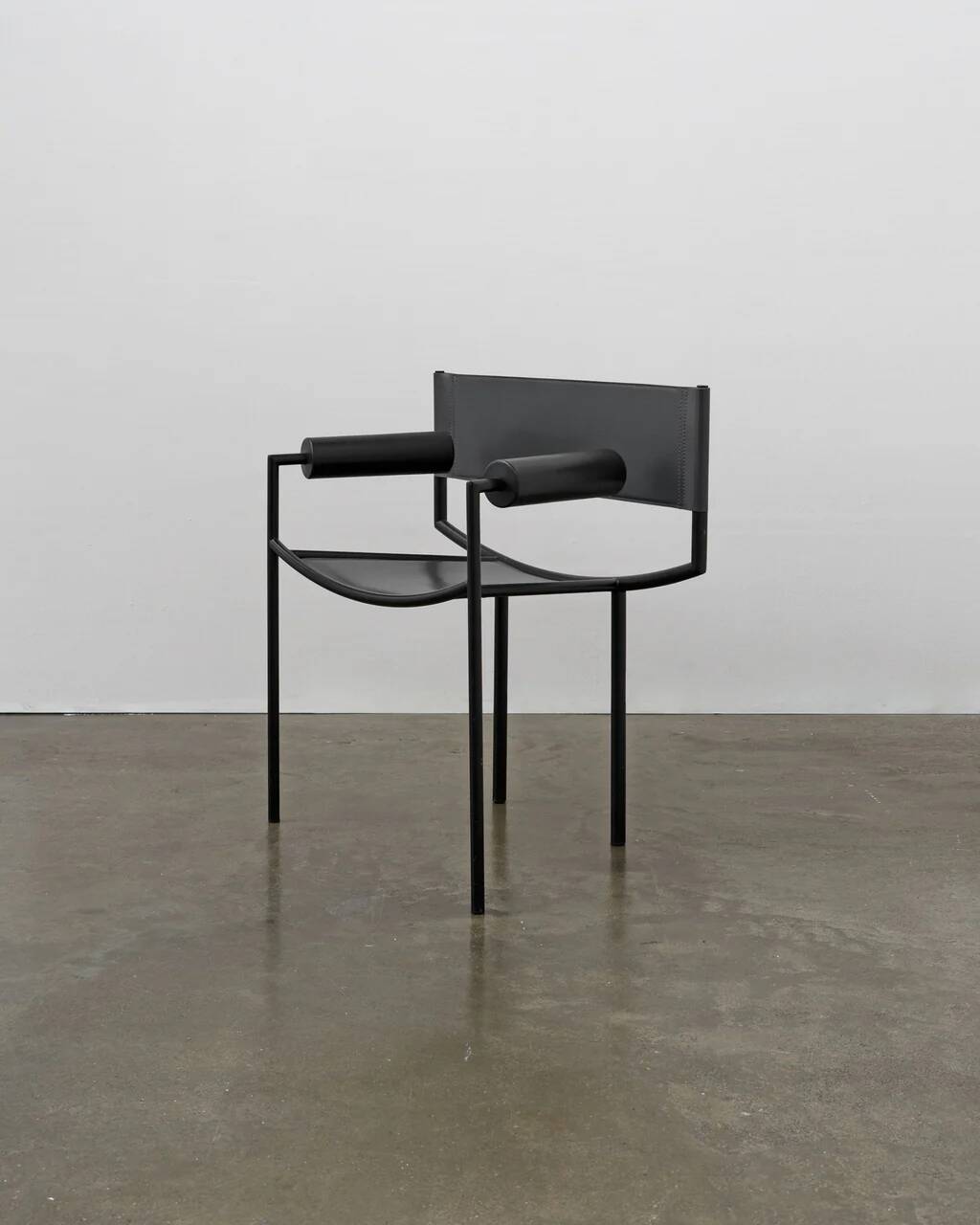 Postmodern leather and steel chair, c.1980
