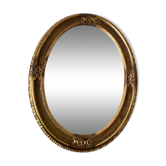 Large oval mirror in vintage golden stucco