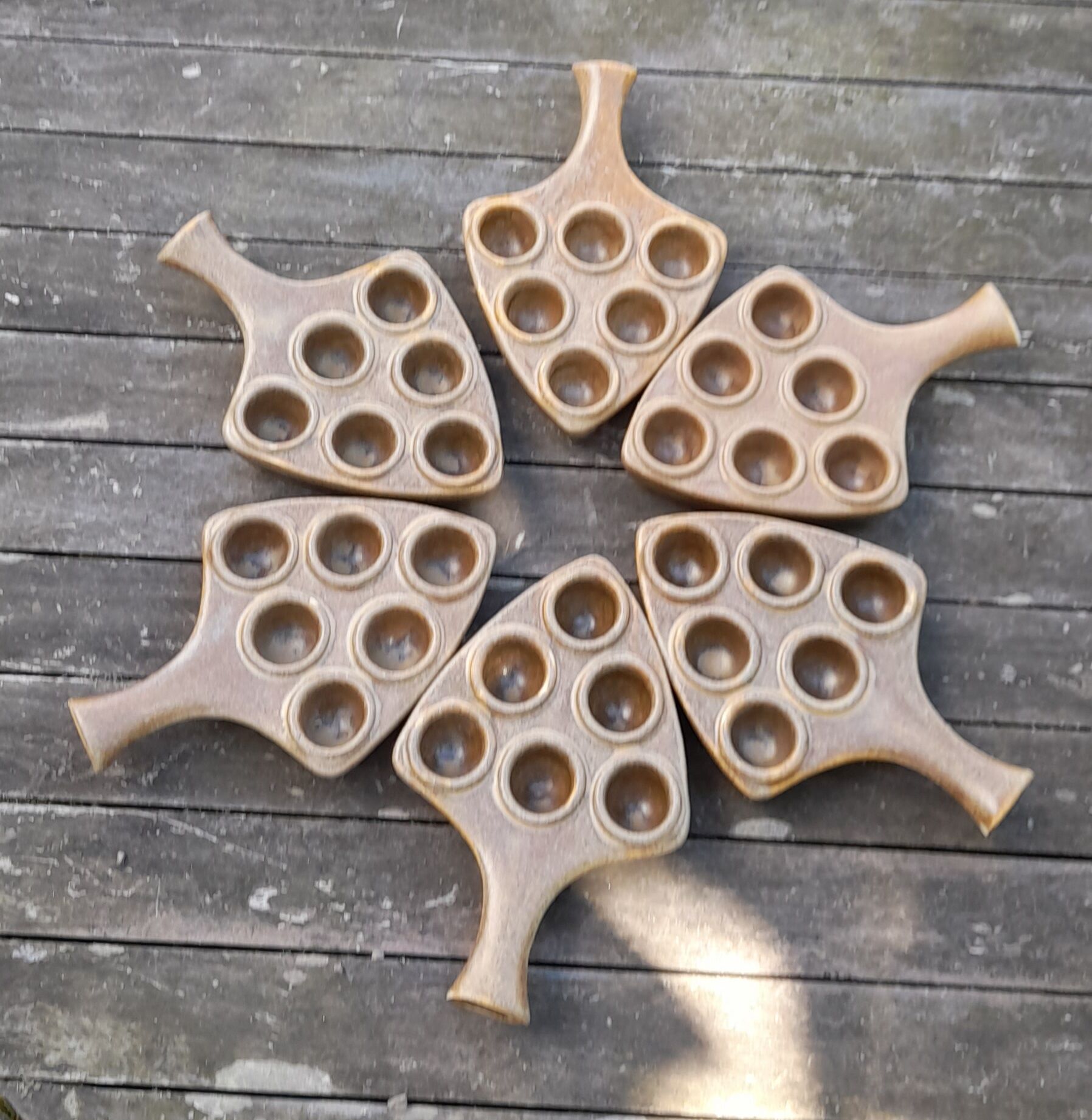 Set of 6 dishes/pans/snail pans, in Digoin Crespots sandstone - Vintage