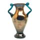 Postmodern vase, copper and turquoise glass, Huta Hortensja, Poland, 1970s