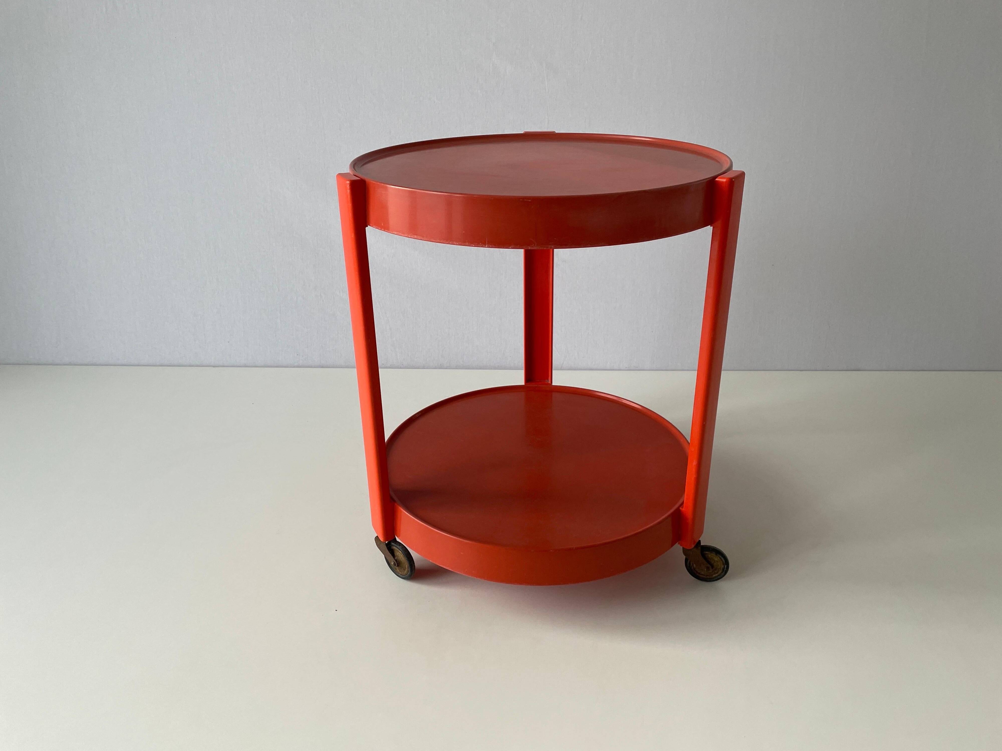 Chariot en plexiglas orange AGE, années 1970, Allemagne