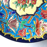 enamel plate, signed LONGWY, Flowers, model "Peonies"