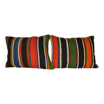 Set of 2 vintage kilim cushion covers 46x61 cm
