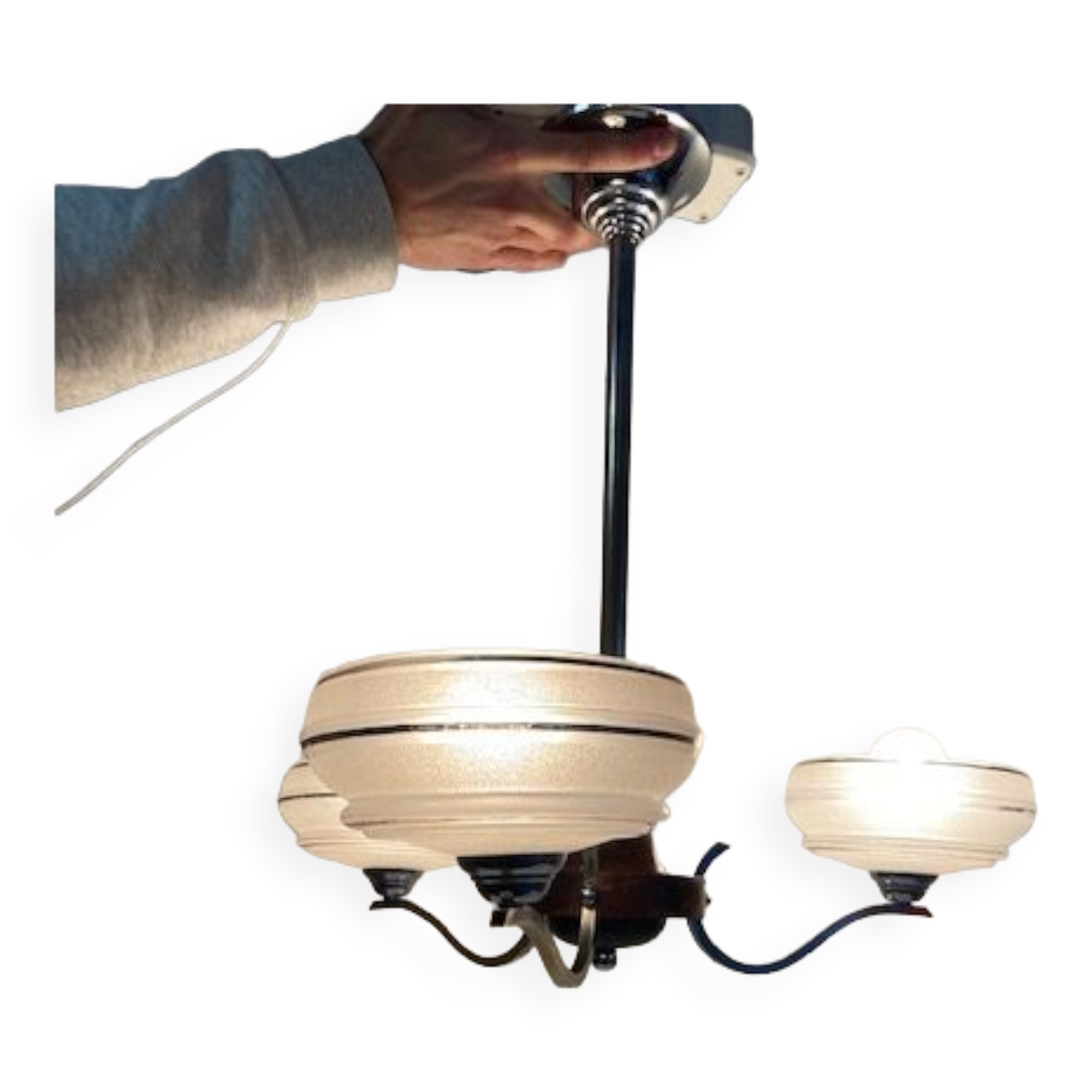 Chandelier 3 burners glass of Clichy