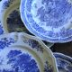 6 romantic blue Lunéville Sarreguemines dinner plates