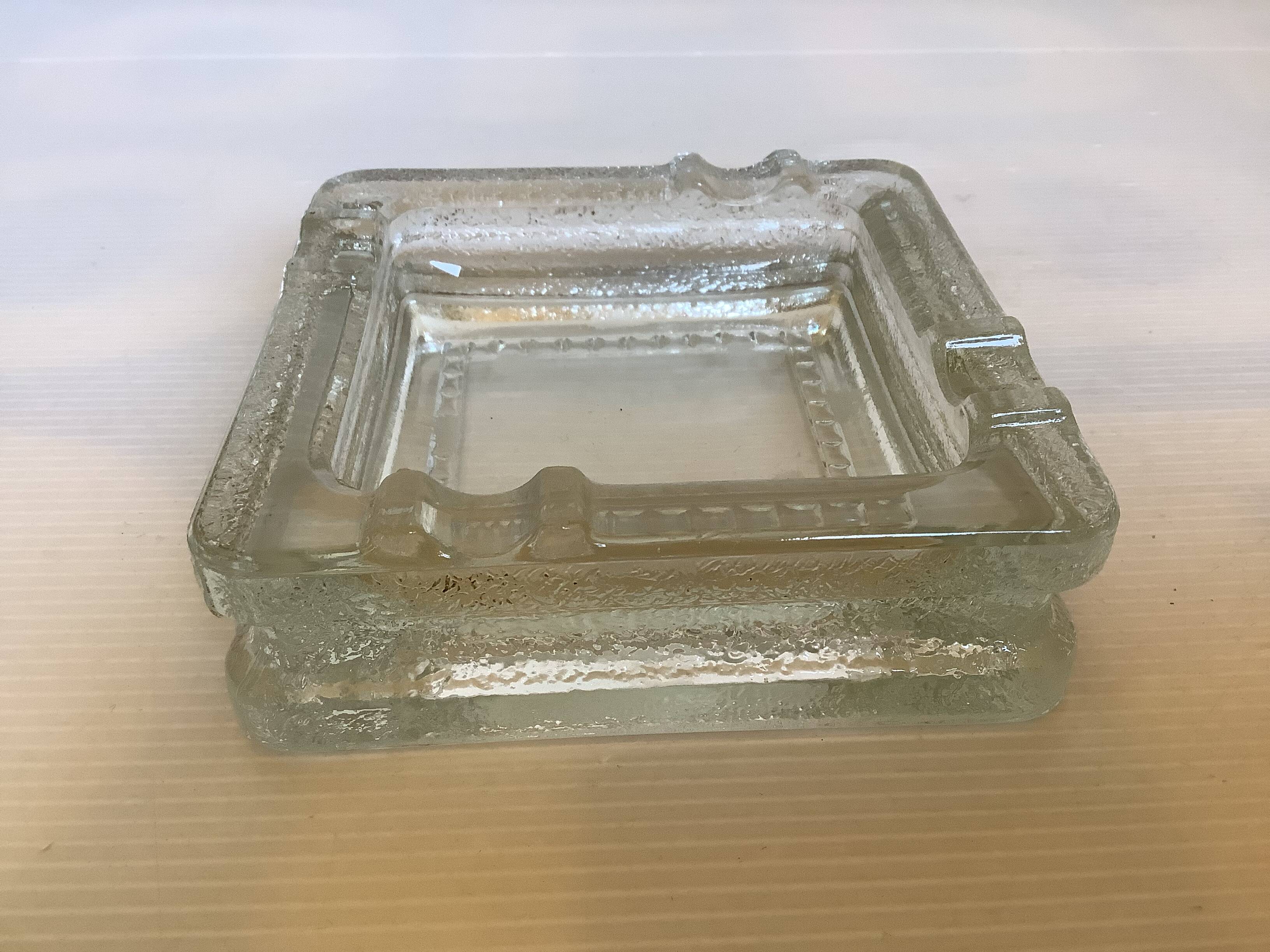 Thick glass ashtray