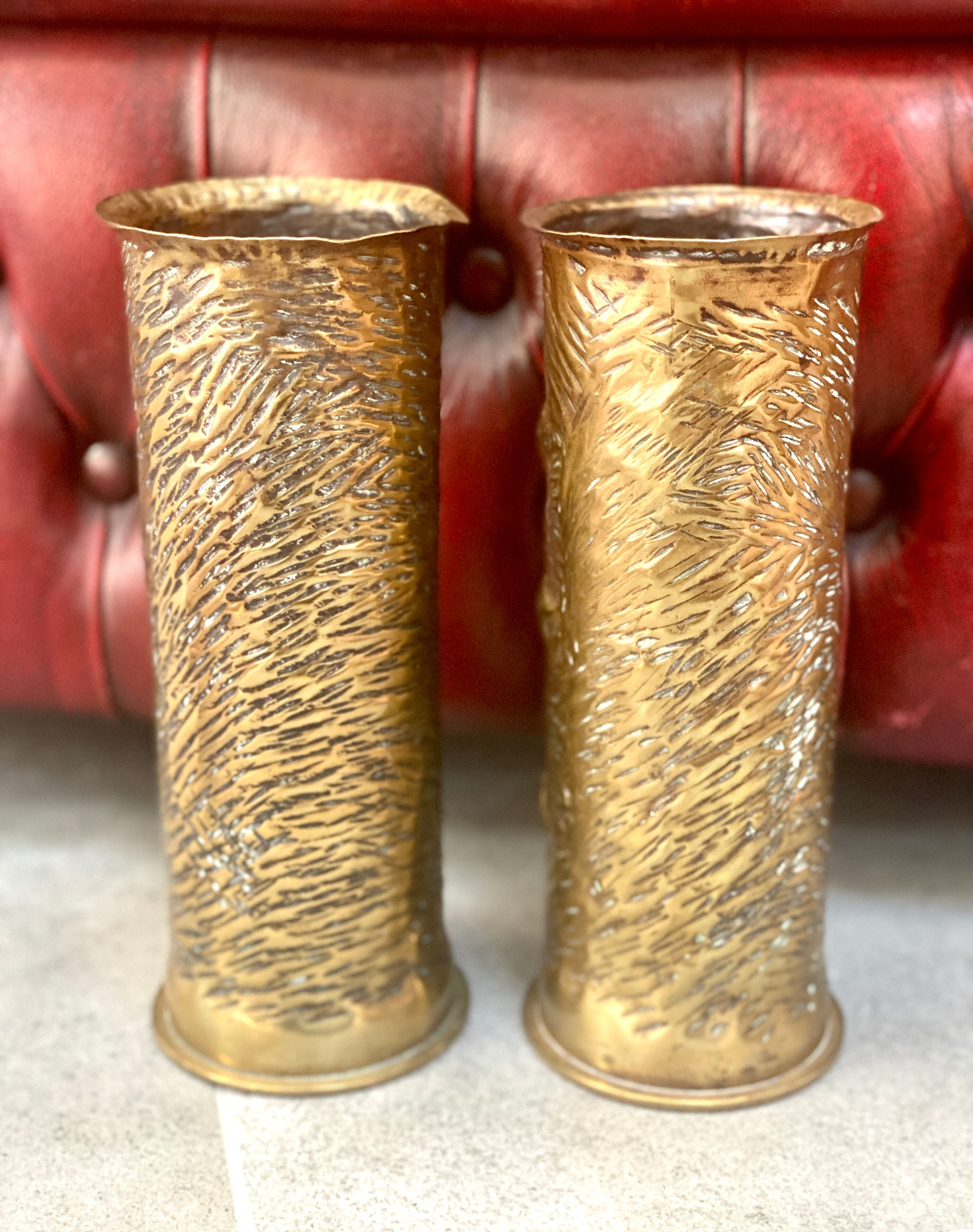 Pair of copper vases - shells 1914-18 - German - trench art