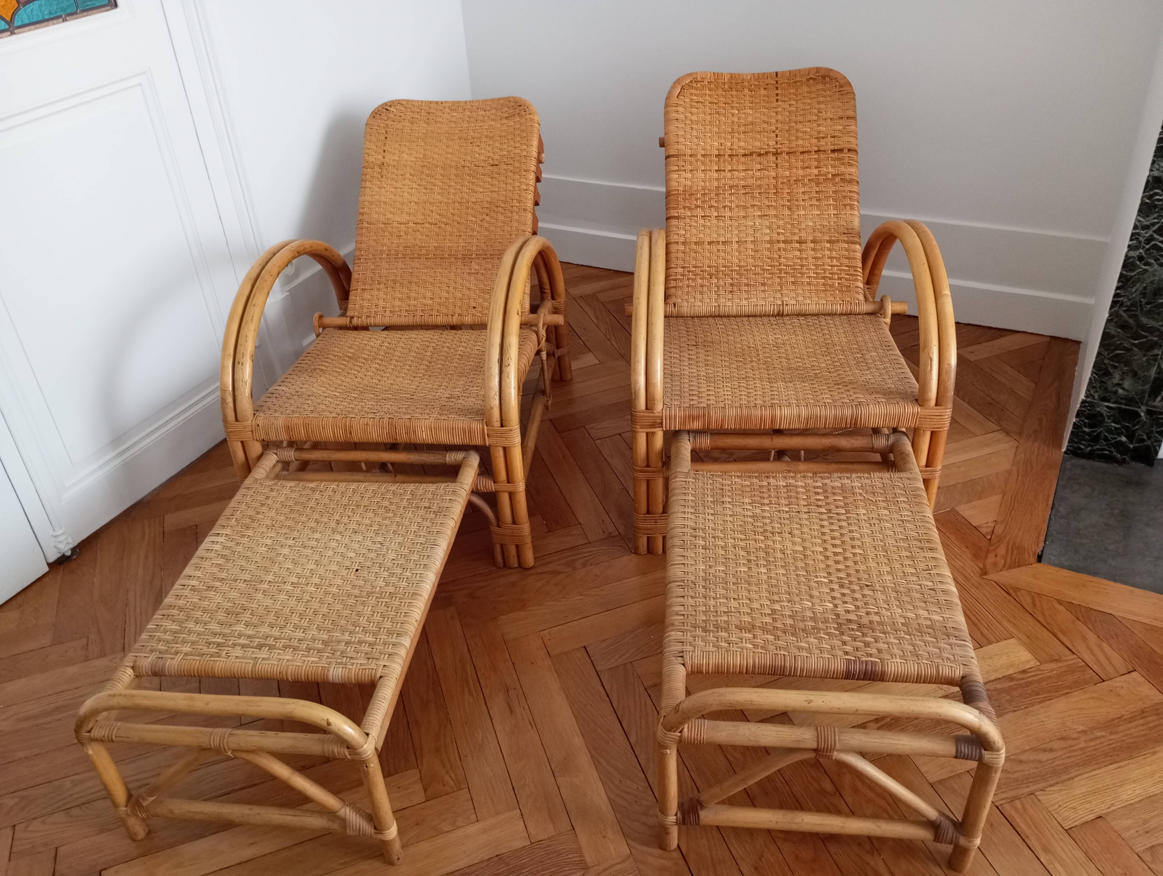 Old pair of deckchairs. 1960.