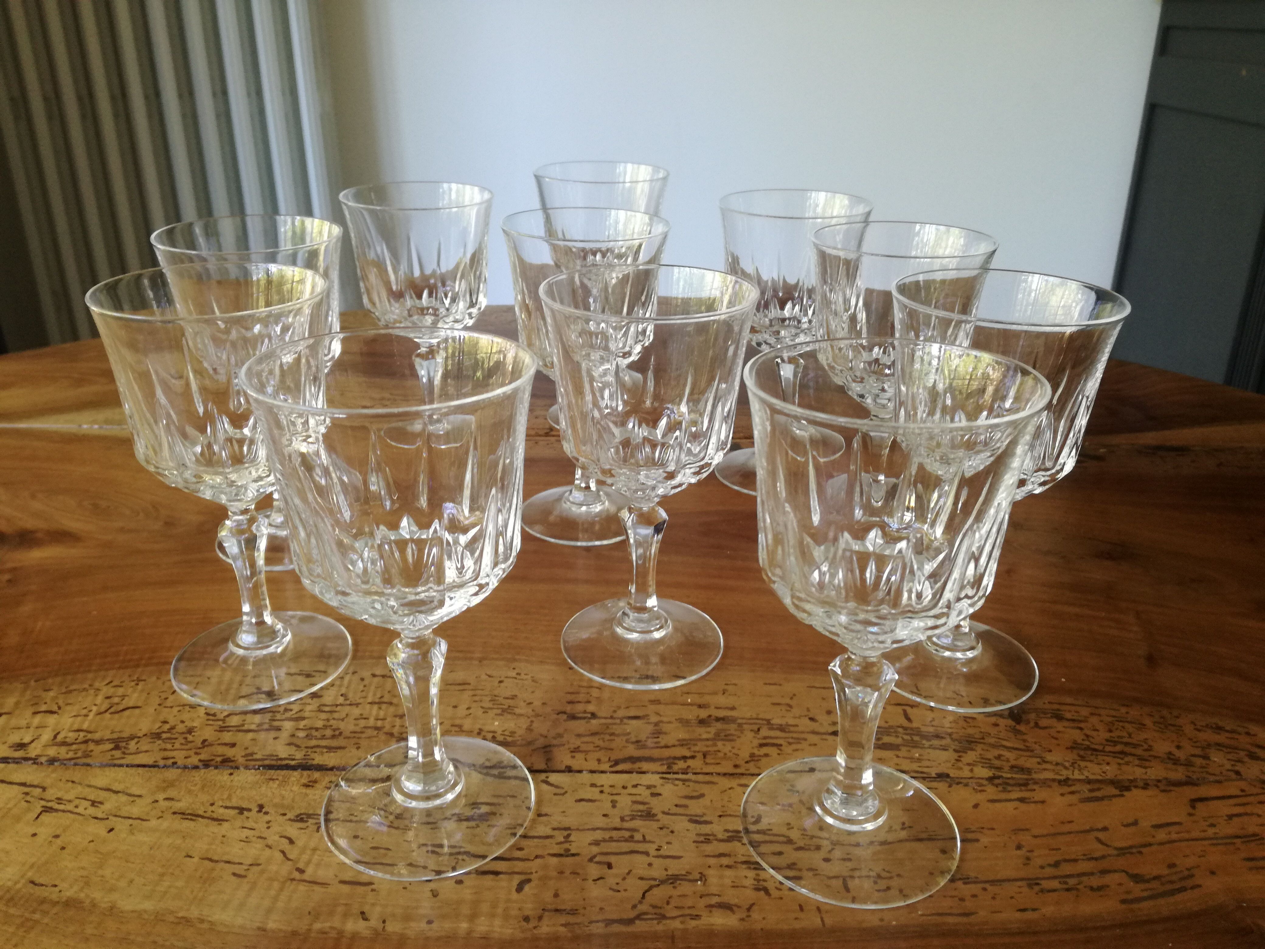 11 crystal wine glasses