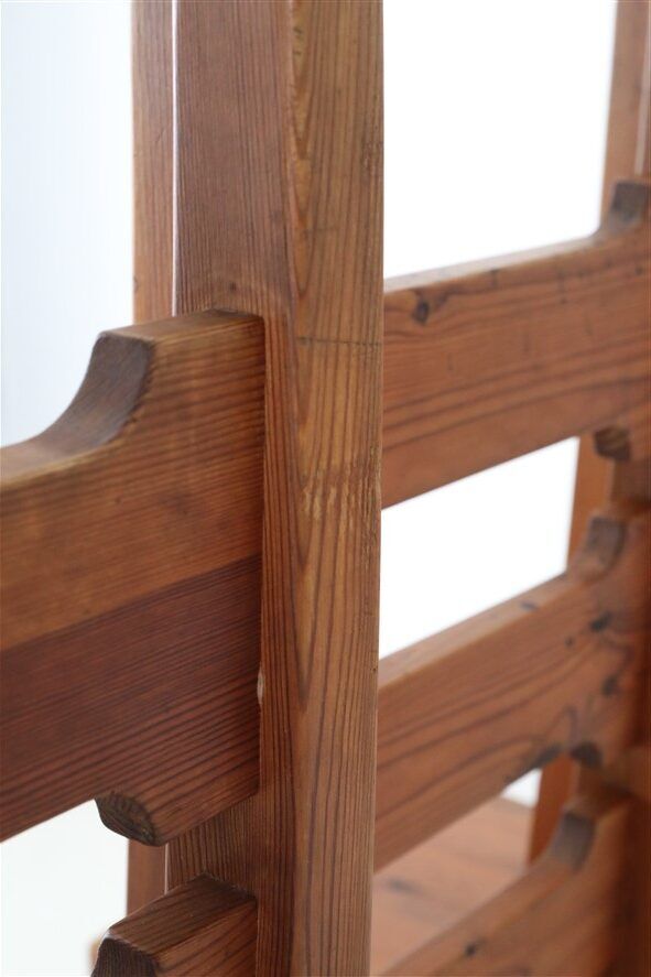 Set of 4 pinewood chairs by Sven Larsson / 1970s / Brutalism / Postmodern design