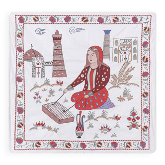 Hand knotted rug, vintage Turkish rug 88x89 cm