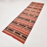 3x10 Red & Black Striped Kilim Runner Rug, 90x309Cm
